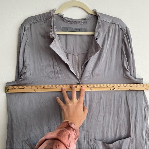 Raquel Allegra ombre maxi dress button front shirt dress long sleeve duster blue - Picture 9 of 12